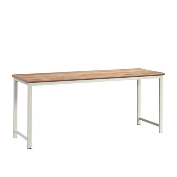 WORKSENSE Bergen Circle 71.102 in. Kiln Acacia Writing Desk or Worktable with Metal Frame