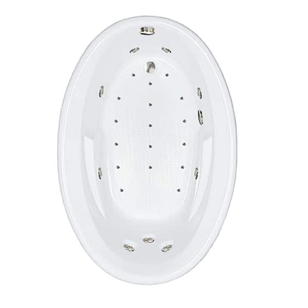 Comfortflo 60 in. x 42 in. Acrylic Oval Drop-in Whirlpool and Air Bathtub with Reversible Drain in Bone