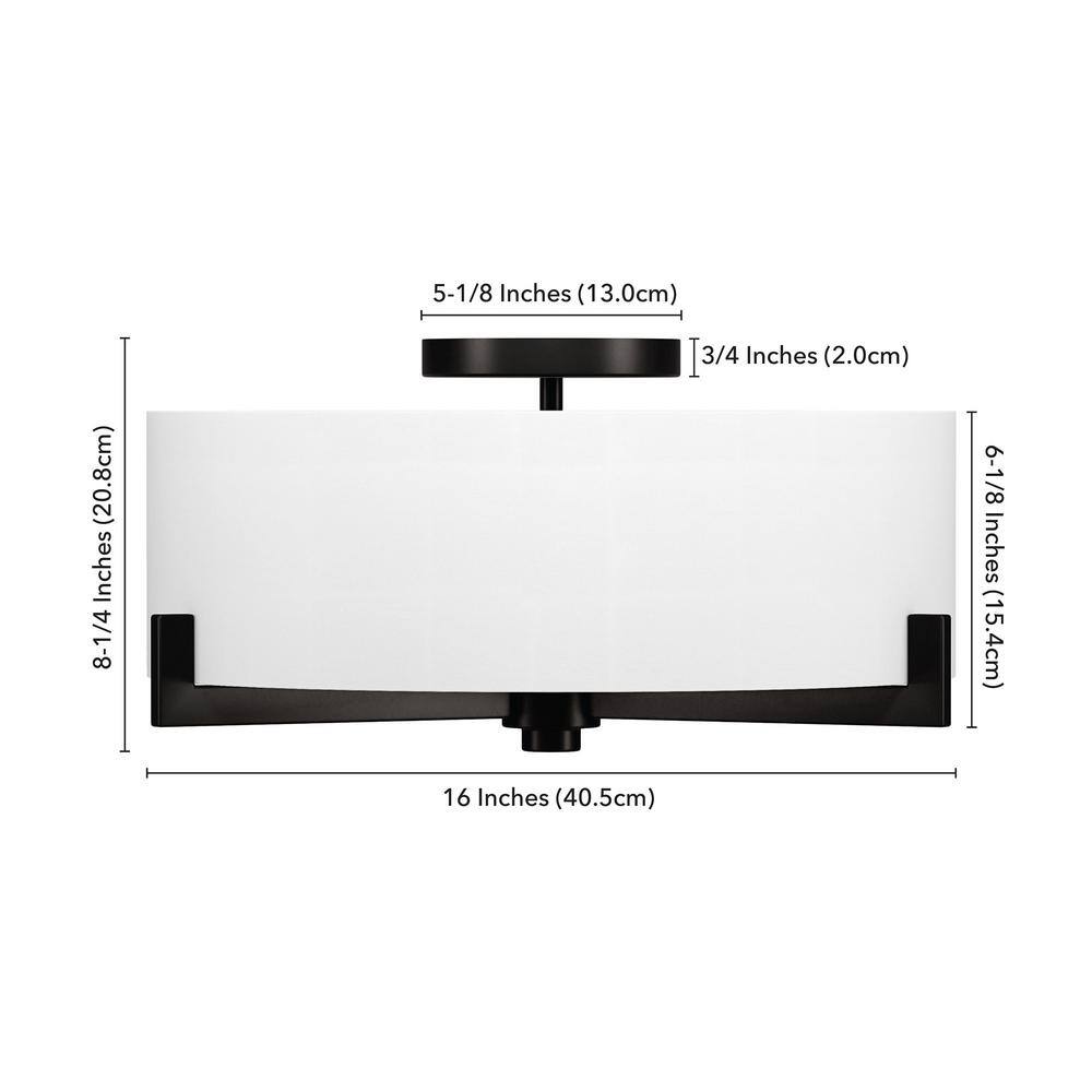 Blackened Bronze 17.63" Semi Flush Mount with Fabric Shade