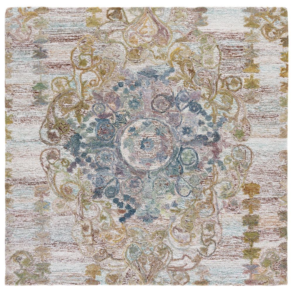 Marquee 6 ft. x 6 ft. Green/Ivory Distressed Oriental Square Area Rug price history on PriceWatchPro