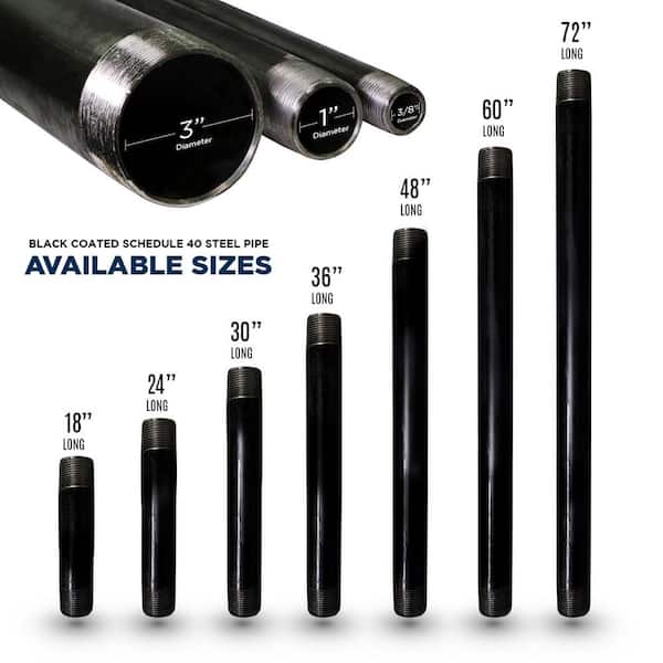 Industrial Pipe Bar Foot Rail Kit - 1-1/4” Pipe, Lengths - 48, 60