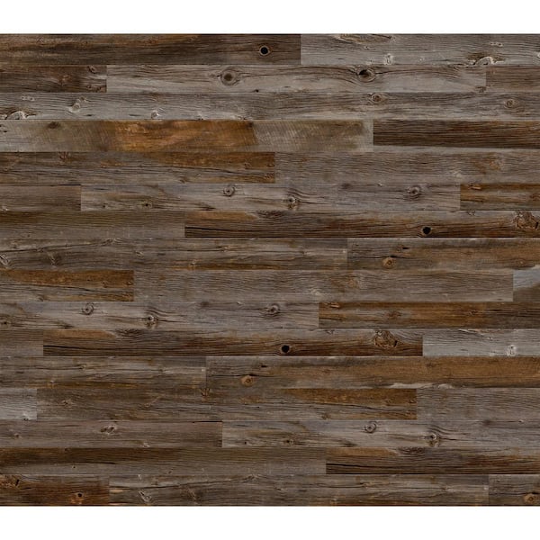 Modern Steel 8 ft x 7 ft 18.4 R-Value Insulated Wood Look Plank Barnwood Garage Door without Windows