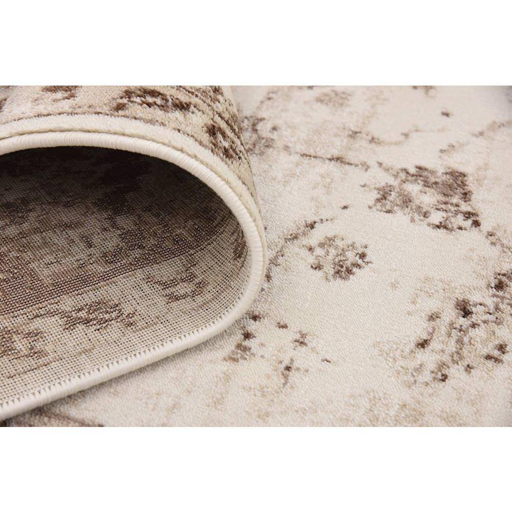 Ivory and Brown Synthetic Stain-Resistant Rectangular Area Rug