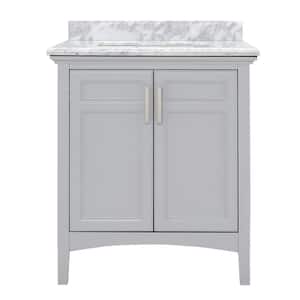 Ellis 24 in. W x 22 in. D Bath Vanity in Dove Gray with Carrara Marble Top with White Basin
