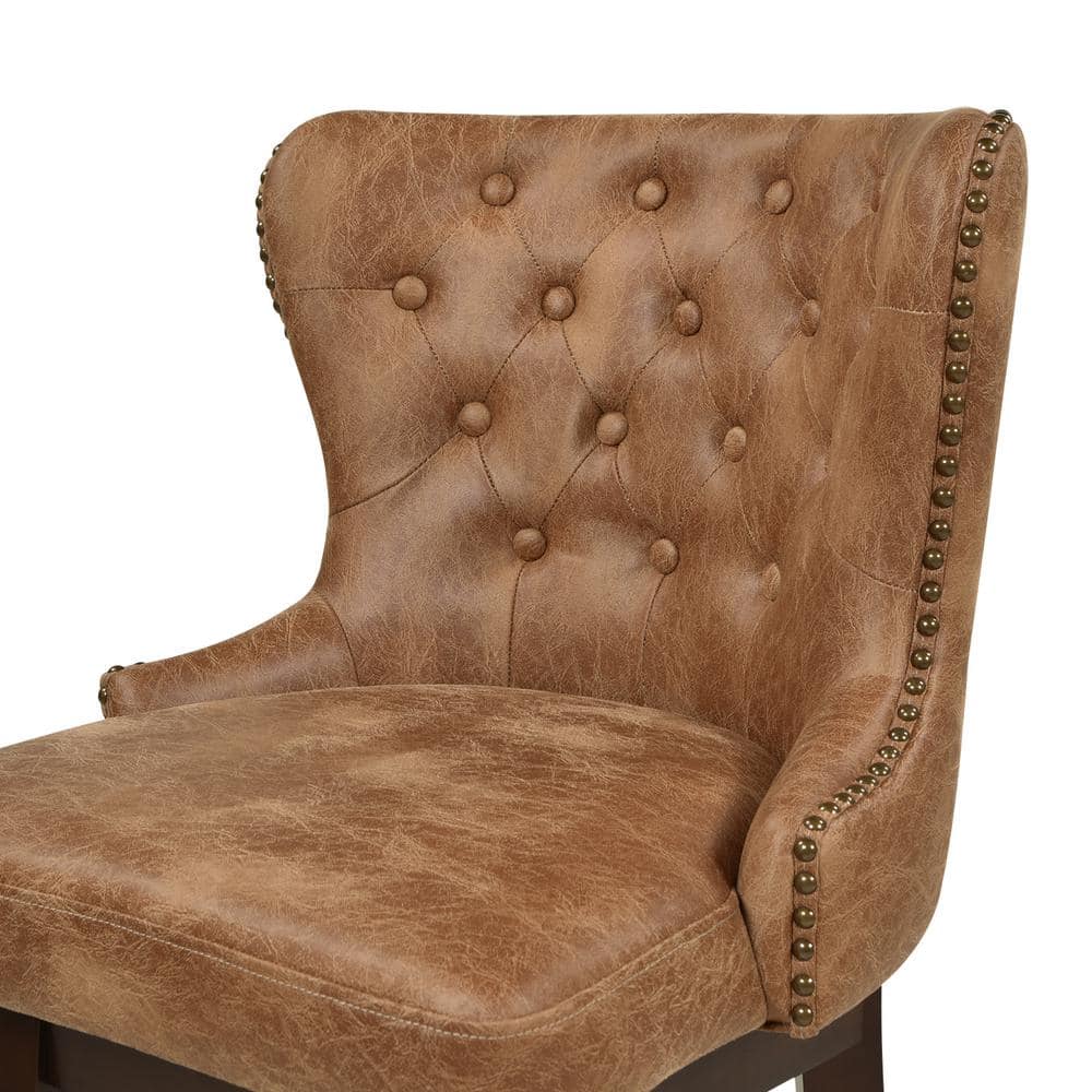 Holmes 360 Swivel High-Back Counter-Height Barstool in Tan Faux Leather