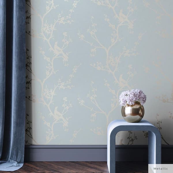 Cynthia Rowley Metallic Sea Bird Watching Vinyl Peel and Stick Wallpaper Roll (Covers 60 sq. ft.)