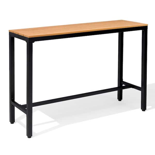 Crestlive Products 55 in. W x 15.6 in. D x 37 in. H Patio Metal Bar Height Dinning Table with Top in Brown