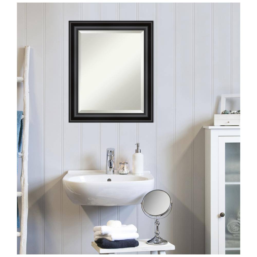 Black Beveled Rectangular Wall Mirror with Polystyrene Frame