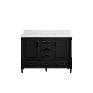 Hudson 48 in. W x 22 in. D x 36 in. H Bath Vanity in Black with 2 in. Calacatta Quartz Top