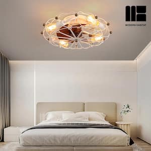 Spinning 20 in. Indoor Painted White Ceiling Fan with LED Light Bulbs and Remote Control