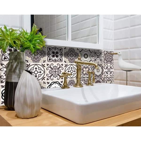 Amelia Brown 7 in. x 7 in. Vinyl Peel and Stick Tile (8.17 sq. ft./Pack)