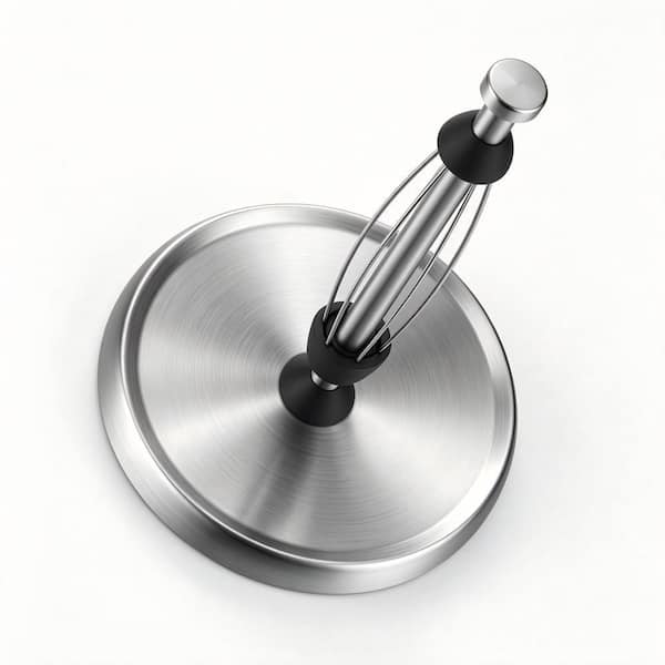 Silver Stainless Steel Paper Towel Holder, Paper Towel Roll Holder Stand with Ratchet Mechanism for Kitchen Countertop