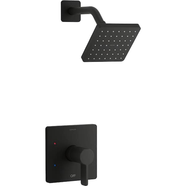 KOHLER Parallel 1-Handle Shower Trim Kit in Matte Black with 1.75 GPM Showerhead (Valve Not Included)