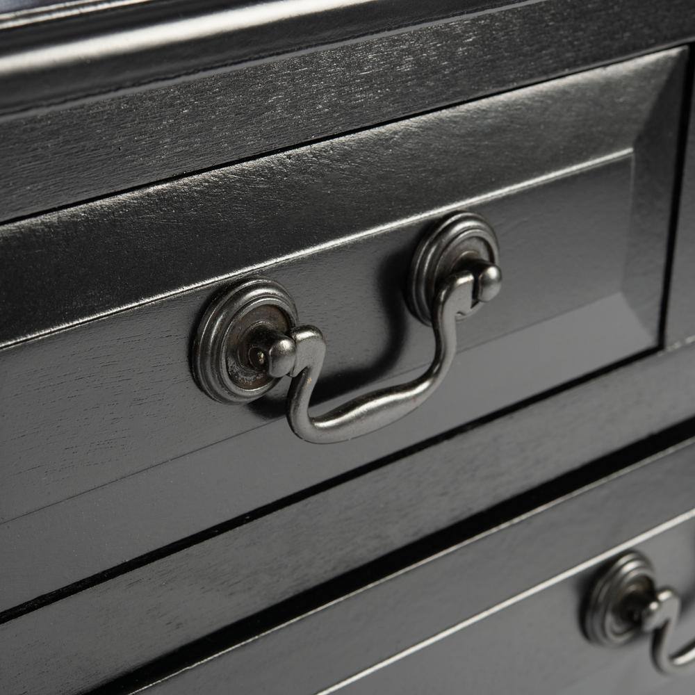 Primrose Black Wood and Metal 3-Drawer Console Table