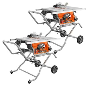 15 Amp 10 in. Portable Pro Jobsite Table Saw (2-Pack) with Rolling Stands
