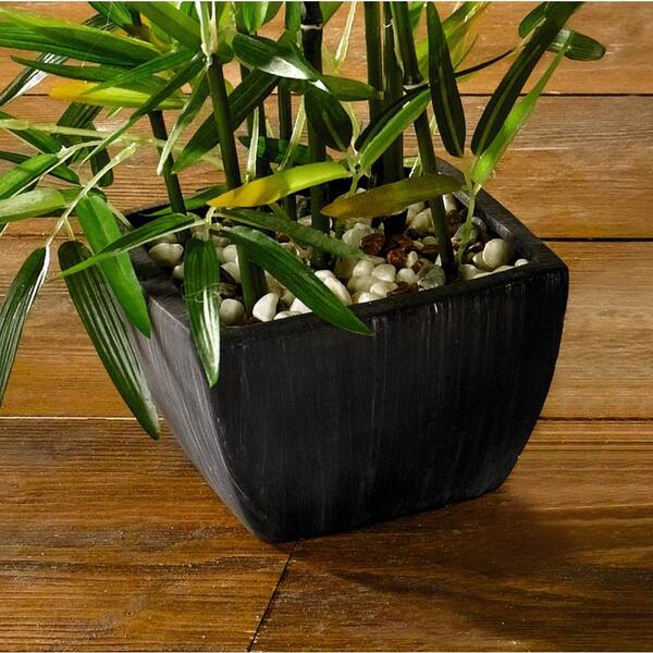 18 in Faux Bamboo Plant Lush Artificial Bamboo in Pot with River Stones