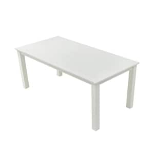 70 in. x 35 in. x 29 in. White Rectangular Dining Table for 4-6 Persons, Dining table for Outdoor Indoor