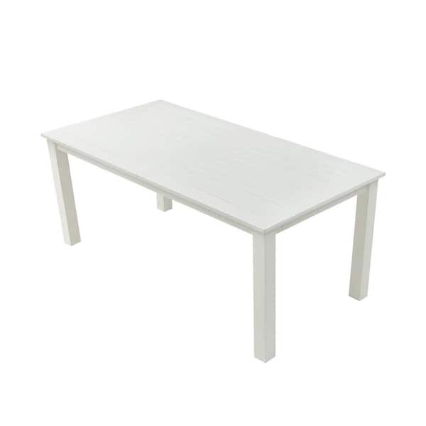 Zeus & Ruta 70 in. x 35 in. x 29 in. White Rectangular Dining Table for 4-6 Persons, Dining table for Outdoor Indoor
