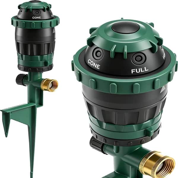 Gear Drive Sprinkler for Yard, 360 Degree Garden Water Sprinkler on Spike Base with 3/4 Inch Adapters, 5 Adjustable Spra