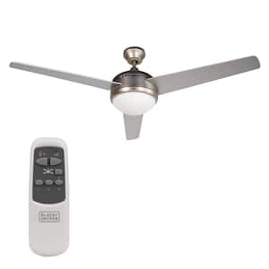 52 in. 3-Bladed Brushed Nickel Indoor Ceiling Fan with Light and Remote Control