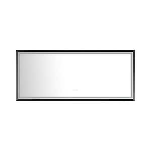 88 in. W x 38 in. H Matte Black Aluminum Rectangle LED Frameless Bathroom Mirror for Bathroom