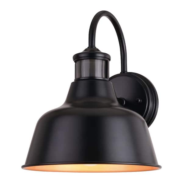 Cody Dark Bronze Motion Sensor Dusk to Dawn Outdoor Wall Light Farmhouse Metal Shade