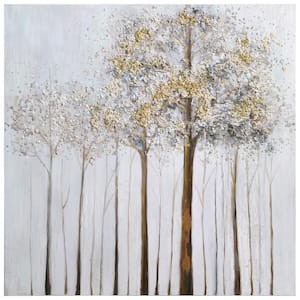 "Winter Forest-2" by Martin Edwards Textured Metallic Hand Painted Wall Art 36 in. x 36 in.