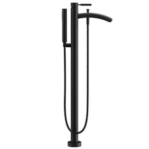 Taron Single-Handle Freestanding Tub Faucet with Hand Shower in Matte Black