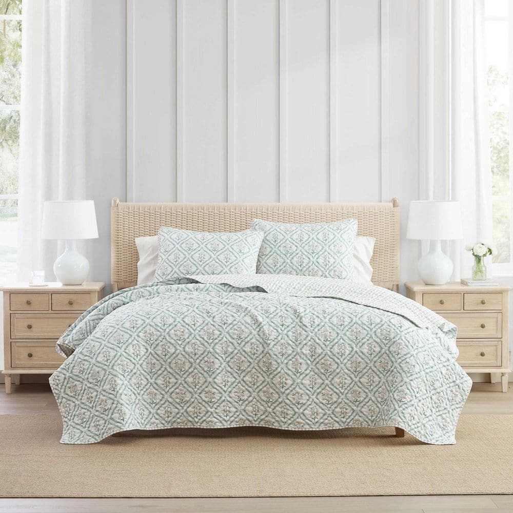 Costa Stripe Reversible 2-Piece Linen/Sage Green Microfiber Twin Quilt Set price history on PriceWatchPro