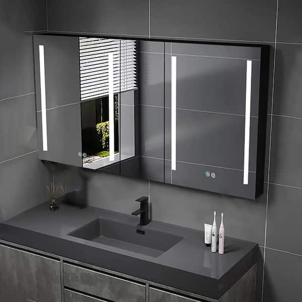 Staykiwi 50 in. W x 30 in. H Rectangular Aluminum Medicine Cabinet with Mirror