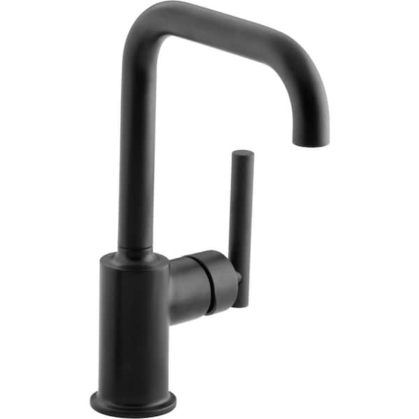 KOHLER Purist Single-Handle Standard Kitchen Faucet with 6 in. Spout in Matte Black