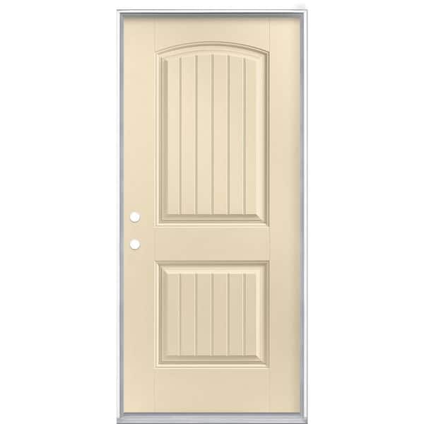 Masonite 36 in. x 80 in. Cheyenne 2-Panel Right-Hand Inswing Painted Smooth Fiberglass Prehung Front Exterior Door No Brickmold