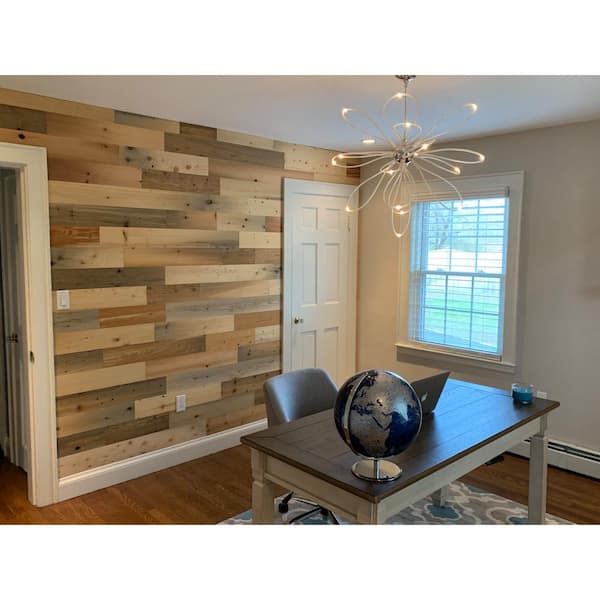 Timberchic 1/8 in. x 5 in. x 12-42 in. Peel and Stick Natural Wooden Decorative Wall Paneling (20 sq. ft./Box)