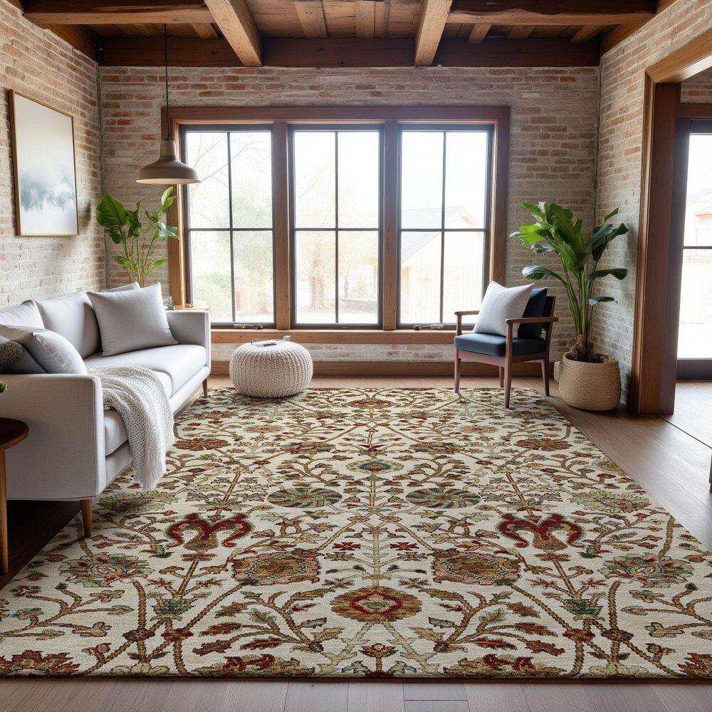 Mayfield Premium Machine Washable Abstract AMF1085 Ivory 3 ft. x 4 ft. Area Rug price history on PriceWatchPro