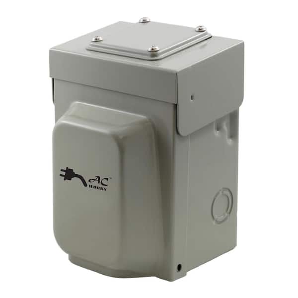AC WORKS 30 Amp Locking 4-Prong L14-30 Metal Heavy-Duty Generator Transfer Switch Inlet Box