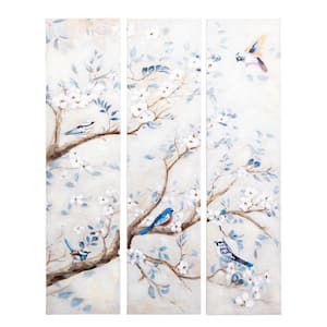 Thrice Bloomed Unframed Hand Painted Floral Wall Art 48 in. x 12 in.