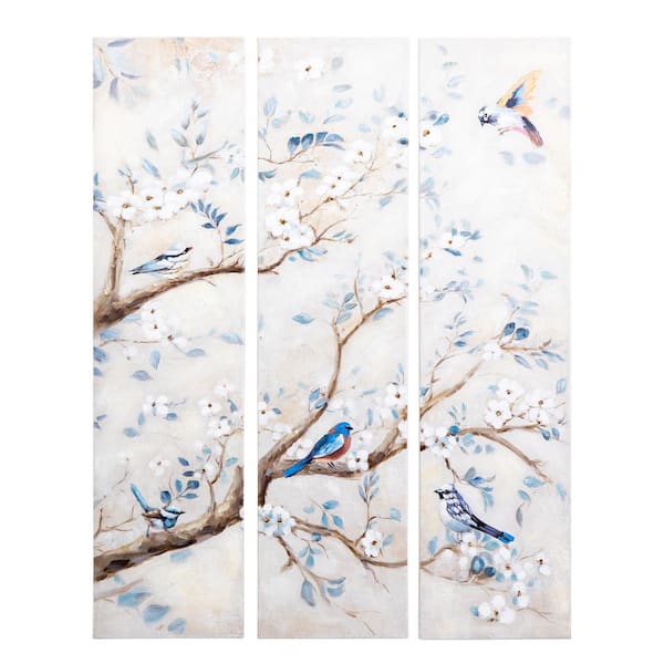 Yosemite Home Decor Thrice Bloomed Unframed Hand Painted Floral Wall Art 48 in. x 12 in.