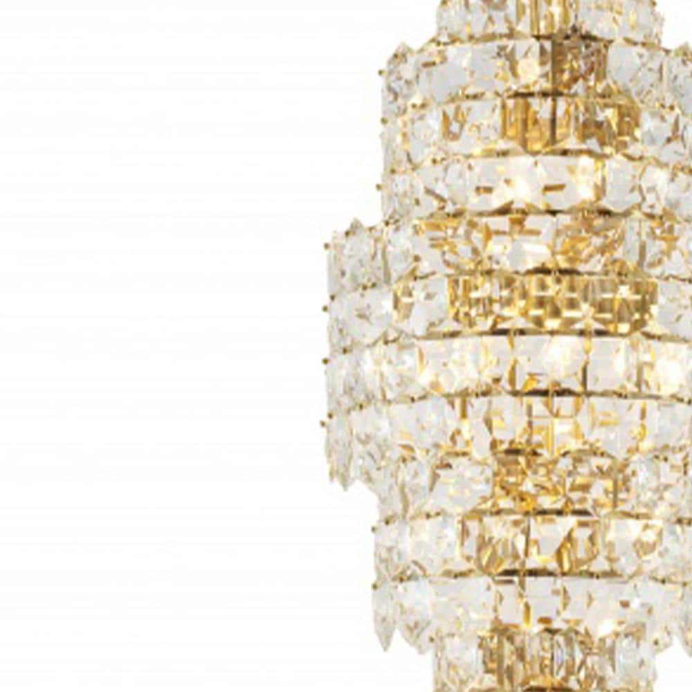Elegant 67" Brass and Crystal Seven Tier Chandelier
