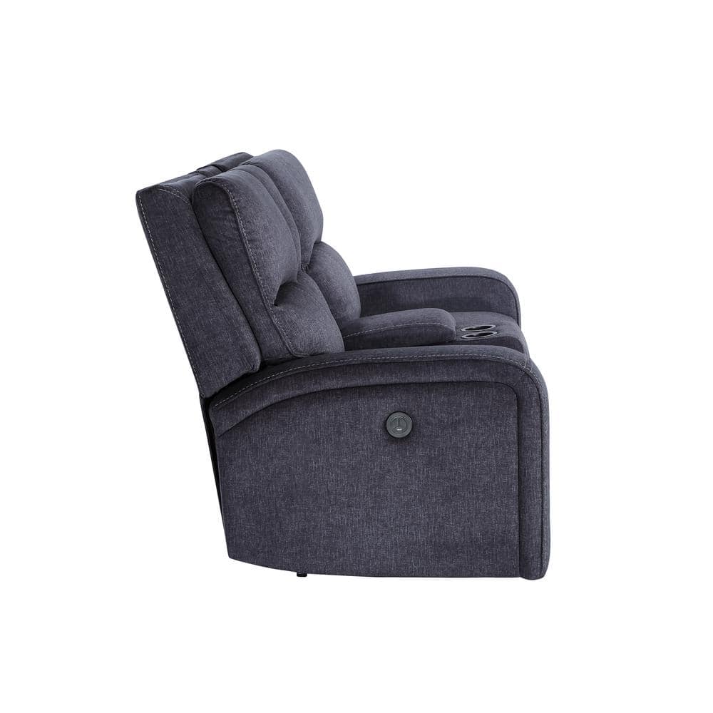 Gray Fabric Track Arm Loveseat with Wood Frame