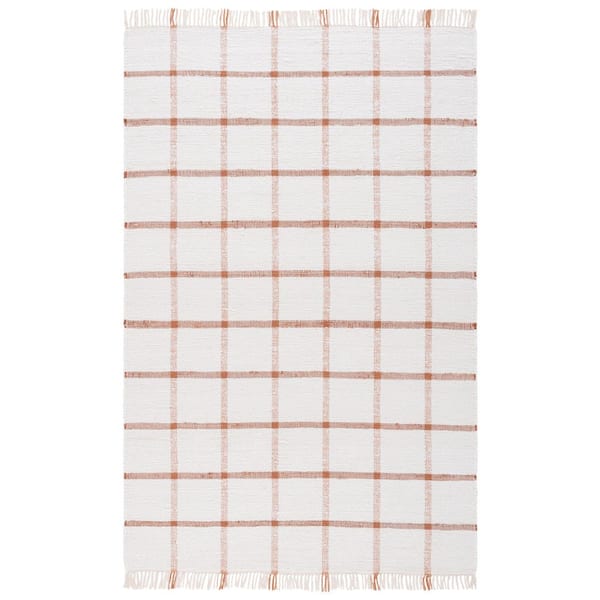 SAFAVIEH Montauk 5 ft. x 8 ft. Ivory/Rust Geometric Lattice Area Rug ...