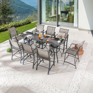 Grey 11-Piece Metal Outdoor Bistro Set