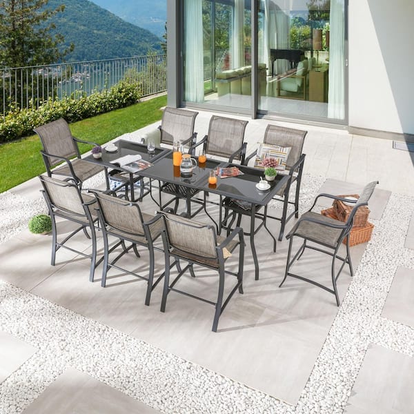 TOP HOME SPACE Grey 11-Piece Metal Outdoor Bistro Set