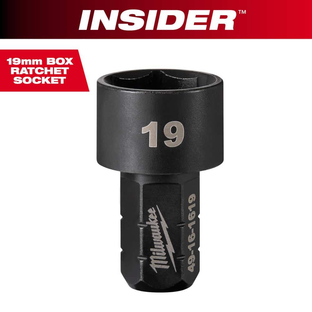 Milwaukee INSIDER Box Ratchet Impact Socket 6 Point 19 mm 49161619