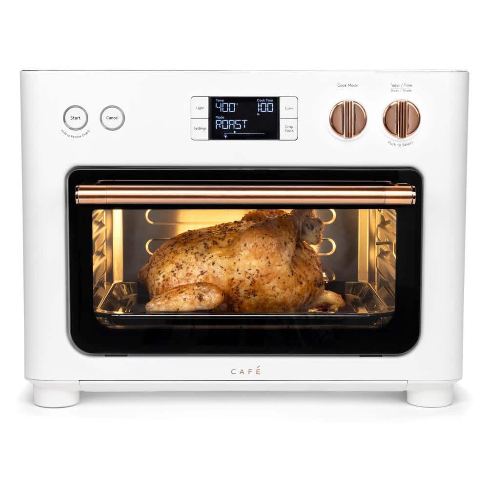 Café Matte White Air Fryer Toaster Oven with Copper Accents