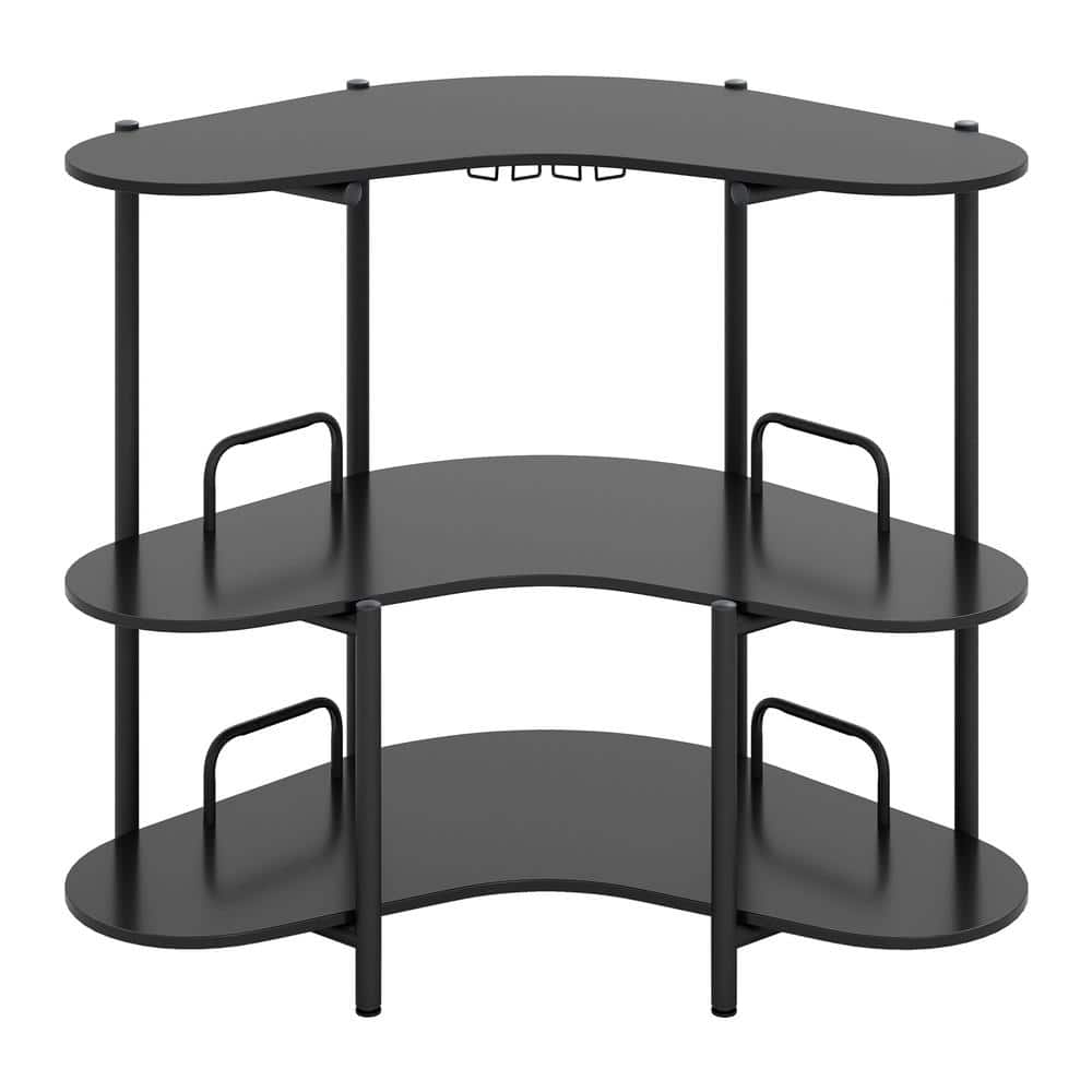 3-Tier Liquor Bar Table with Stemware Racks and Storage Shelves-Black price history on PriceWatchPro
