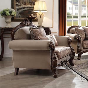 Amelia 45 in. Beige Velvet Club Chair with Removable Cushions
