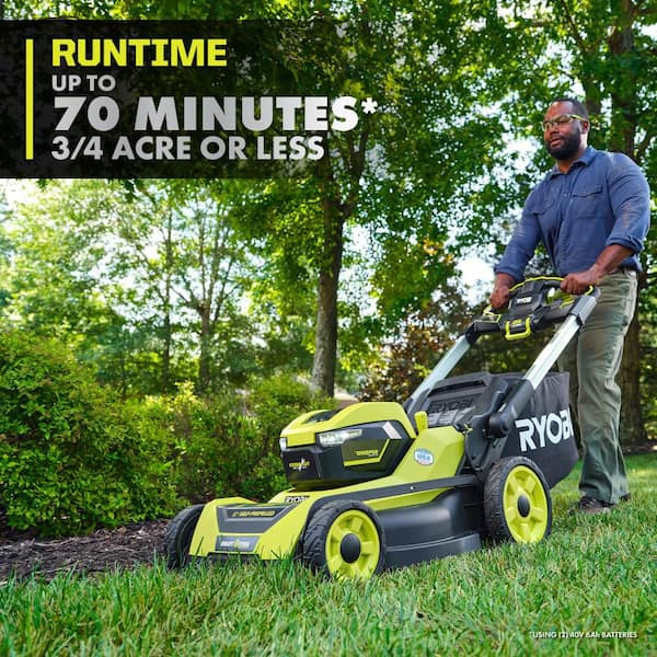 RYOBI - 40V HP Brushless Whisper Series 21" Walk Behind Self-Propelled All Wheel Drive Lawn Mower-(2) 6.0 Ah Batteries & Charger