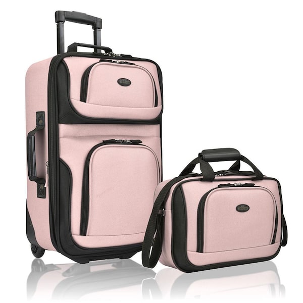 U.S. Traveler Rio 2-Piece Expandable Carry-On Luggage Set, Blush Pink