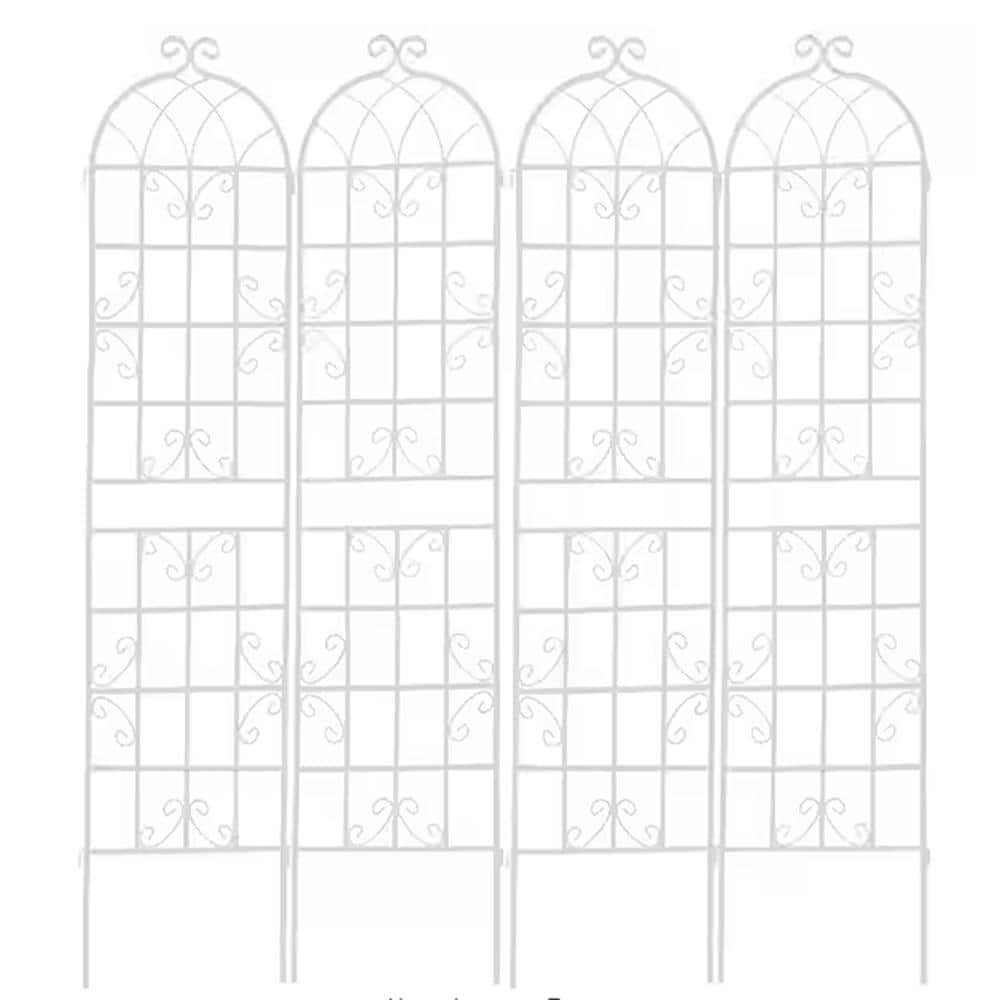 71 in. H White Decorative Metal Garden Trellis Rustproof Trellis for Climbi