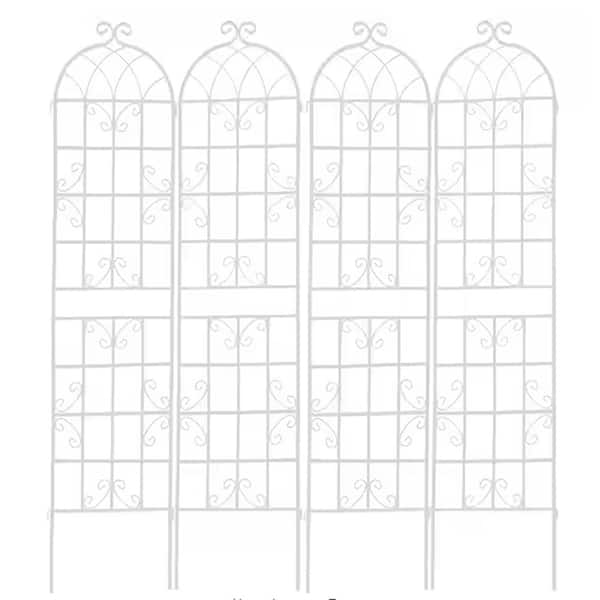 Unbranded 71 in. H White Decorative Metal Garden Trellis Rustproof Trellis for Climbing Plants (4-Pack)